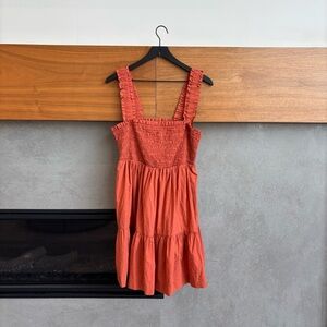 Abercrombie & Fitch Smocked Sundress with Pockets in Burnt Orange, Size XL